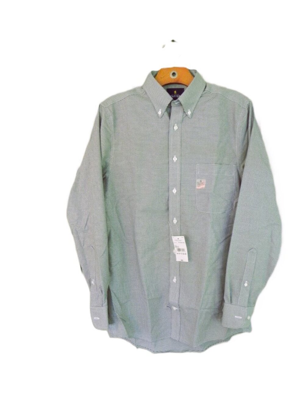 NWT Stafford Green & White Micro Check Long Sleeve, Button-Down, Cool Max Shirt